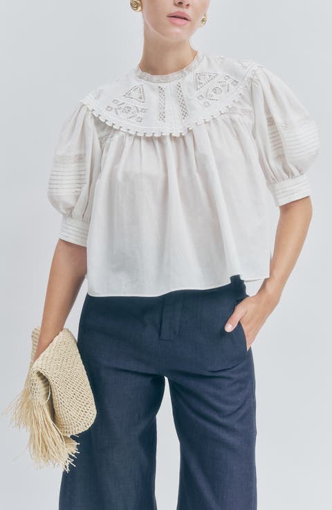 Ariel Oversized Collar Cotton Top