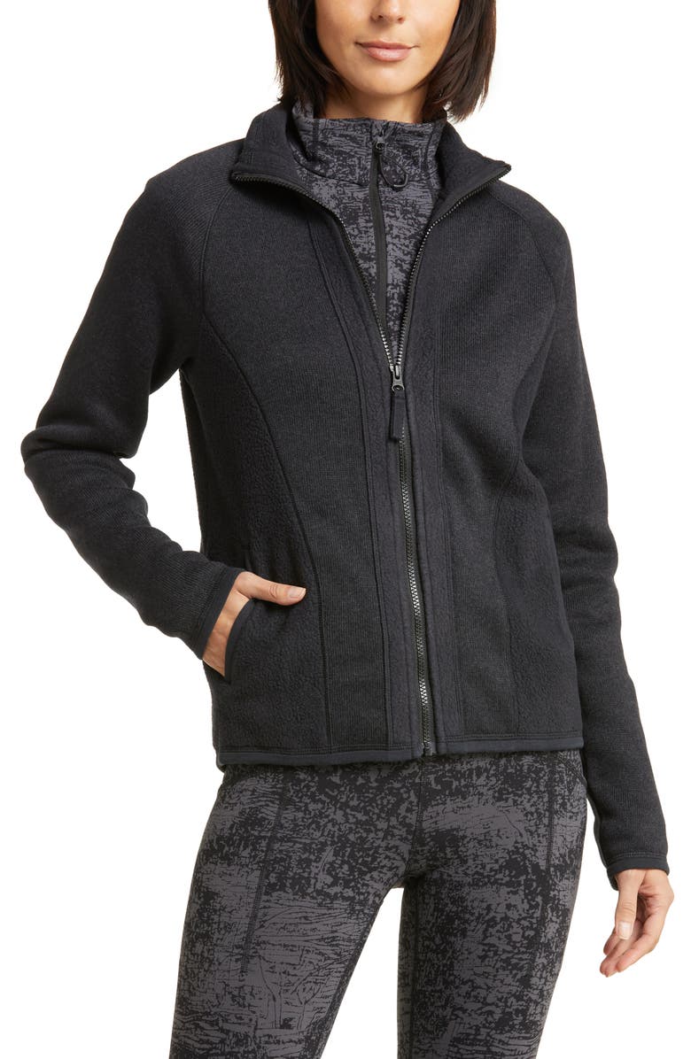 Zella Repurpose Full Zip Fleece Jacket, Main, color, 