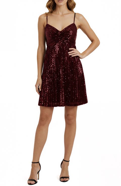 Pleated Sequin Minidress
