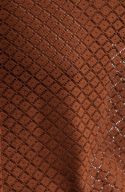 Open Edit Oversize Texture Short Sleeve Button-up Shirt In Brown Tiramisu