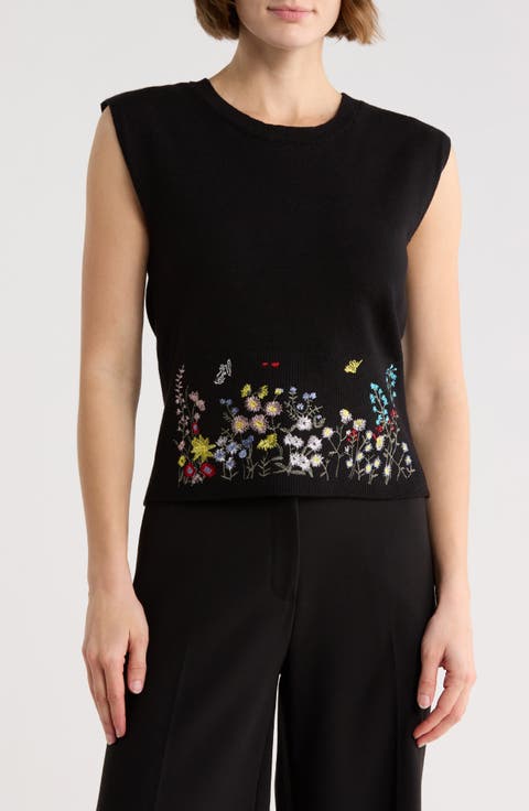 Embroidered Sleeveless Sweater