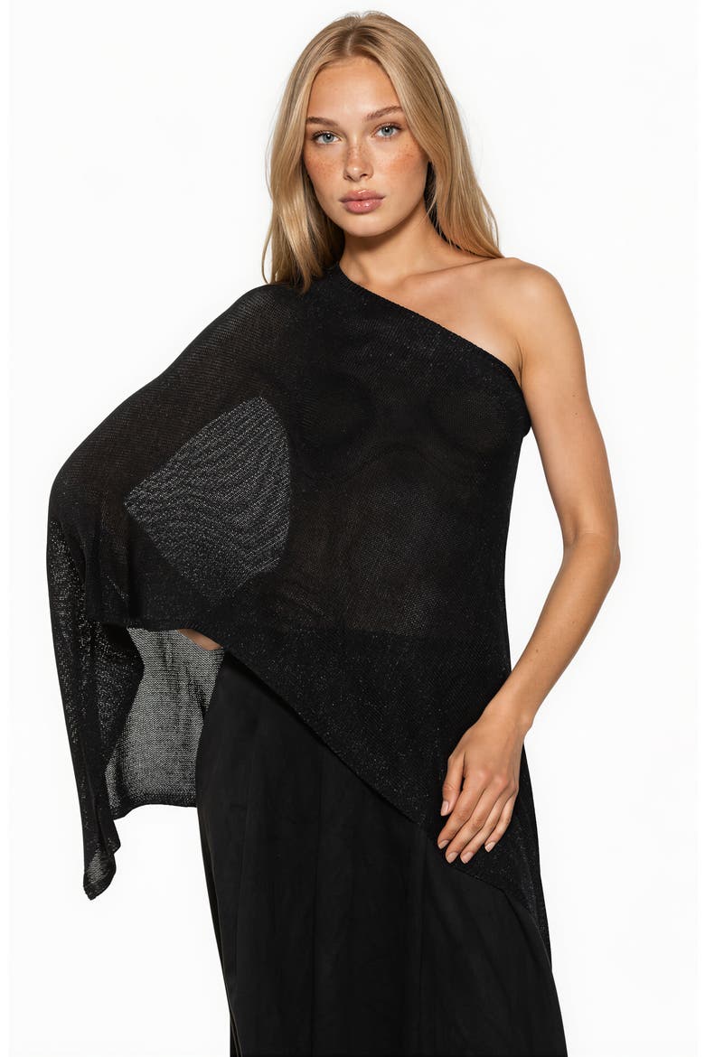 Ardis Boatneck Knit Draped Top, Alternate, color, BLACK