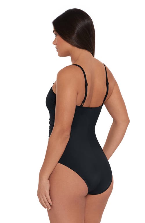 S3 Classic Shirred Front One Piece Swimsuit In Onyx Black