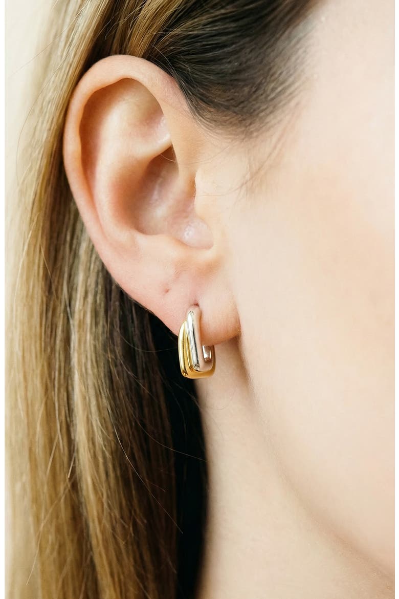 2-Tone Hoop Earrings, Alternate, color, TWO TONE