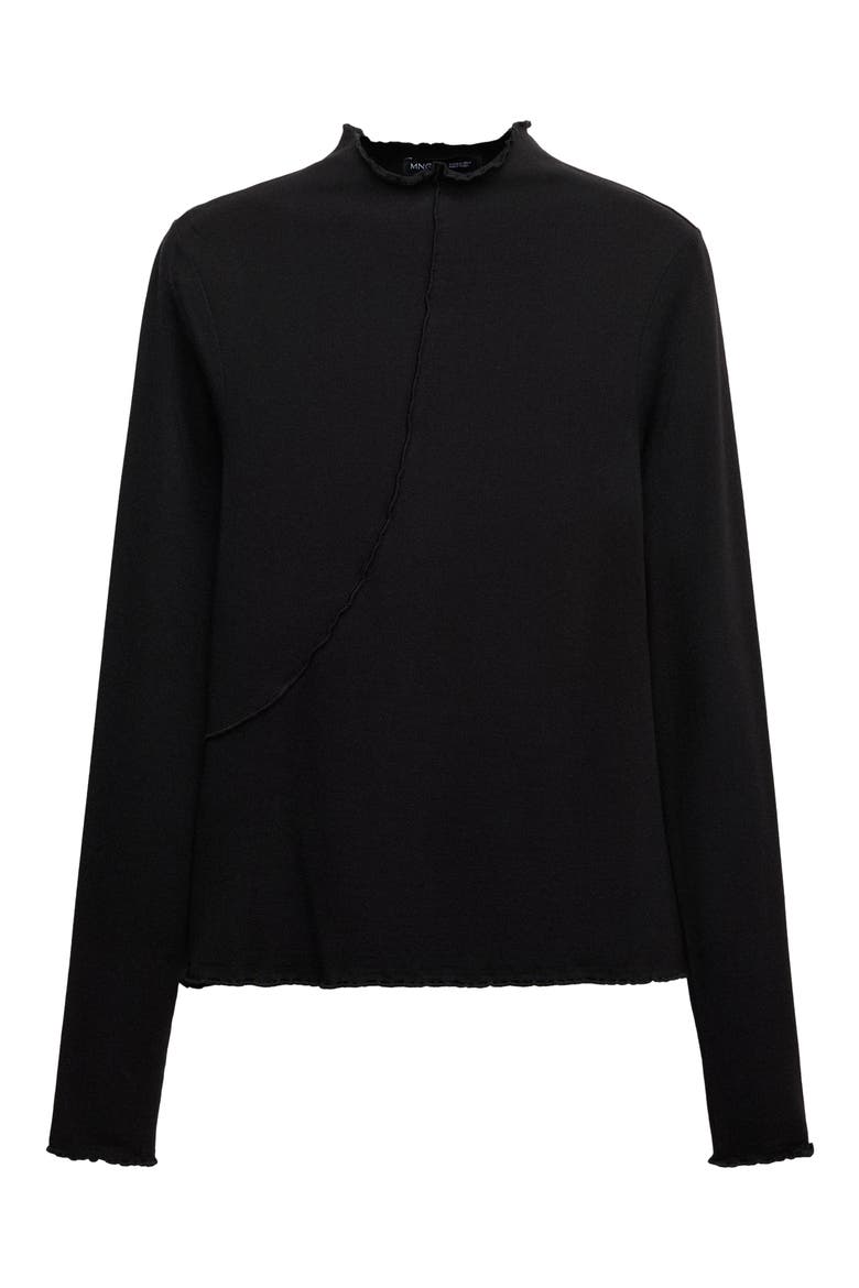 Seam Detail High Neck T-Shirt, Alternate, color, BLACK