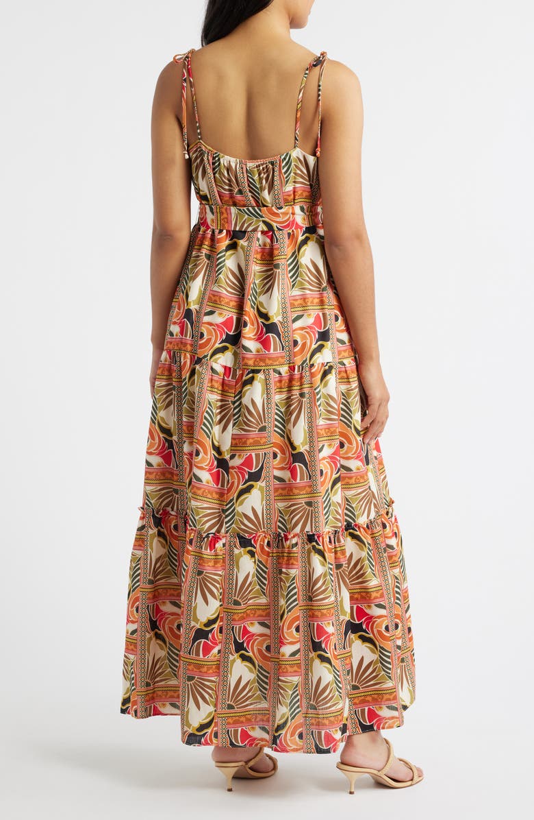 Julia Jordan Printed Tie Belt Maxi Sundress, Alternate, color, Orange Multi