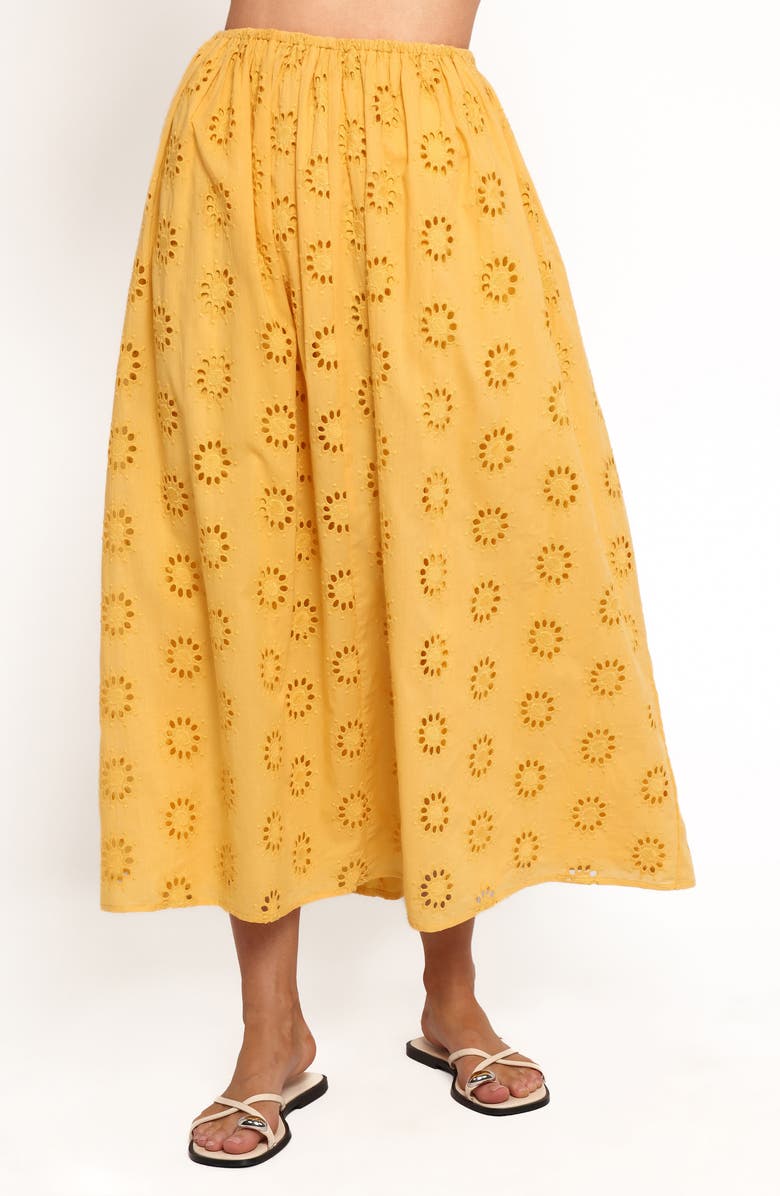 Petal & Pup Dillon Cotton Eyelet Skirt, Main, color, Mango