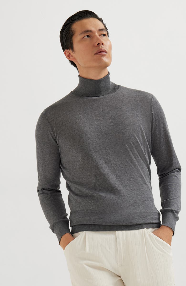 Brunello Cucinelli Lightweight turtleneck sweater, Alternate, color, Anthracite
