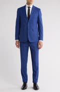 English Laundry Plaid Blue Stretch Mélange Suit