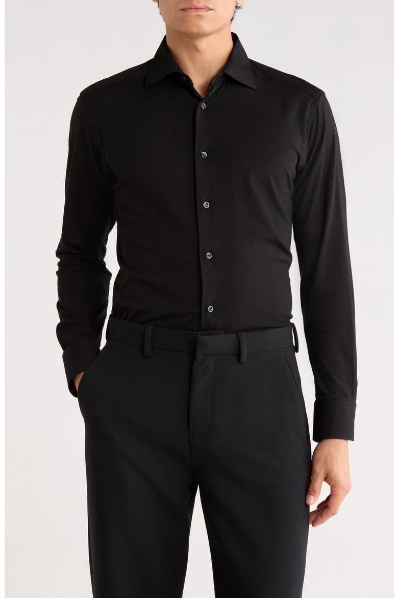 Slim Fit 4-Flex Stretch Dress Shirt, Main, color, BLACK