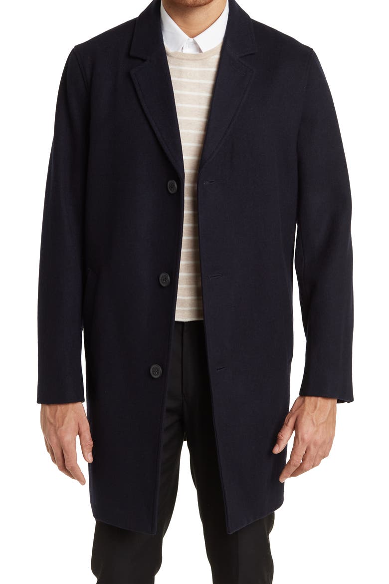 Wool Blend Melton Classic Topper, Main, color, NAVY