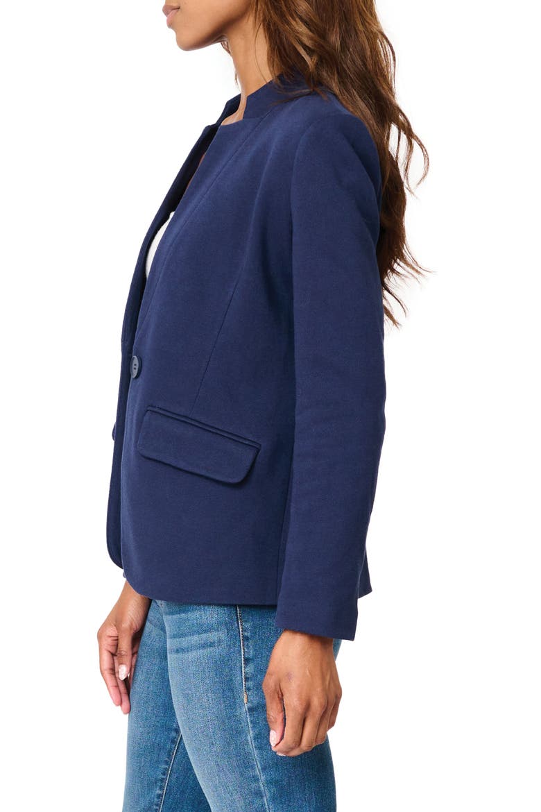 Inverted Notch Collar Cotton Blend Knit Blazer, Alternate, color, NAVY PEACOAT