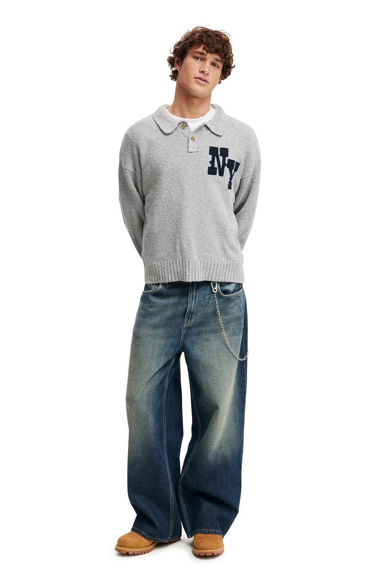 Cotton On Men's Boxy Rugby Polo, Alternate, color, Grey Marle