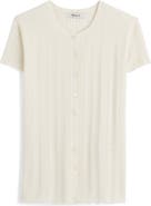 Madewell Short Sleeve Pointelle Cotton Blend Cardigan