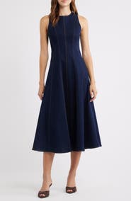 ZOE AND CLAIRE Topstitch Detail Sleeveless Denim Dress