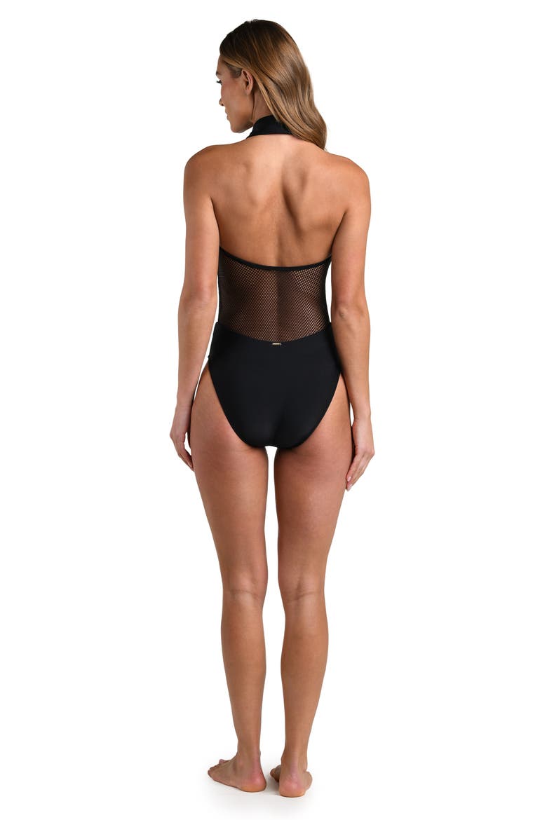 Natalya Mesh One-Piece Swimsuit, Alternate, color, BLACK