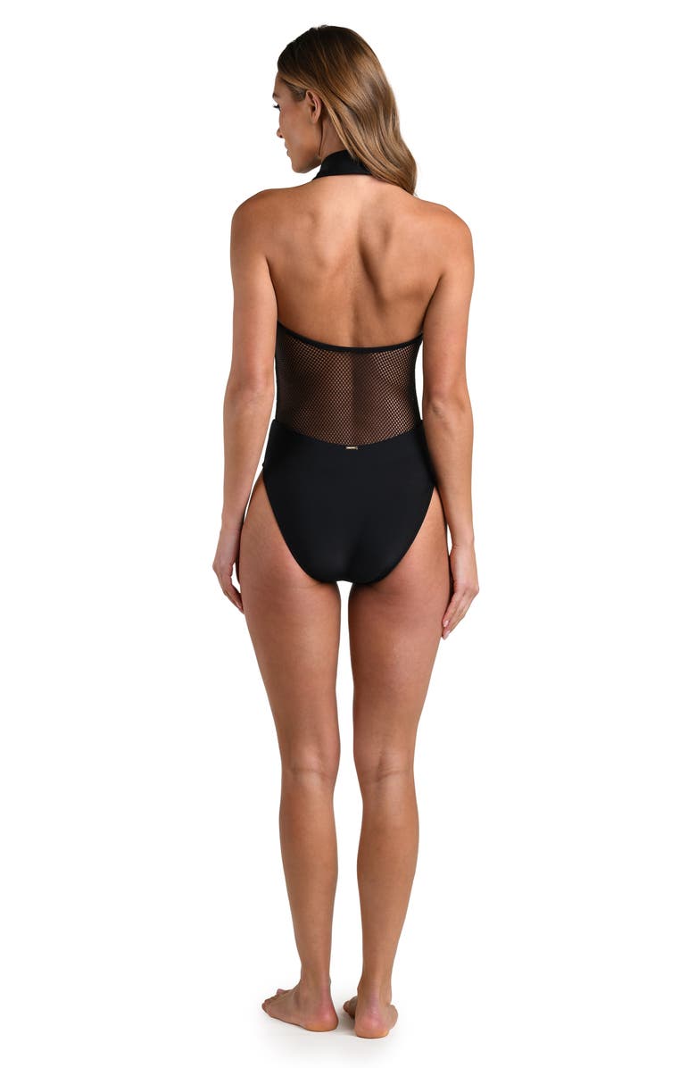 L'AGENCE Natalya Mesh One-Piece Swimsuit, Alternate, color, Black