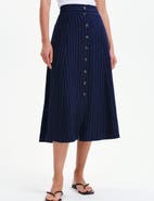 Finery London Frances Stripe Button Through Midi Skirt