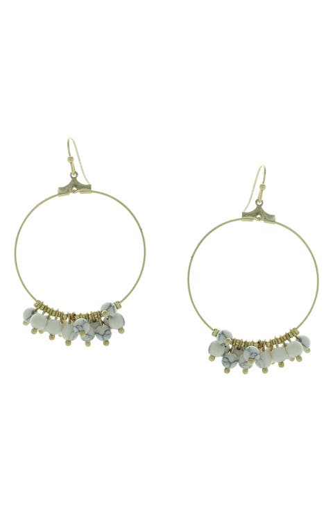 Bead Dangle Hoop Earrings