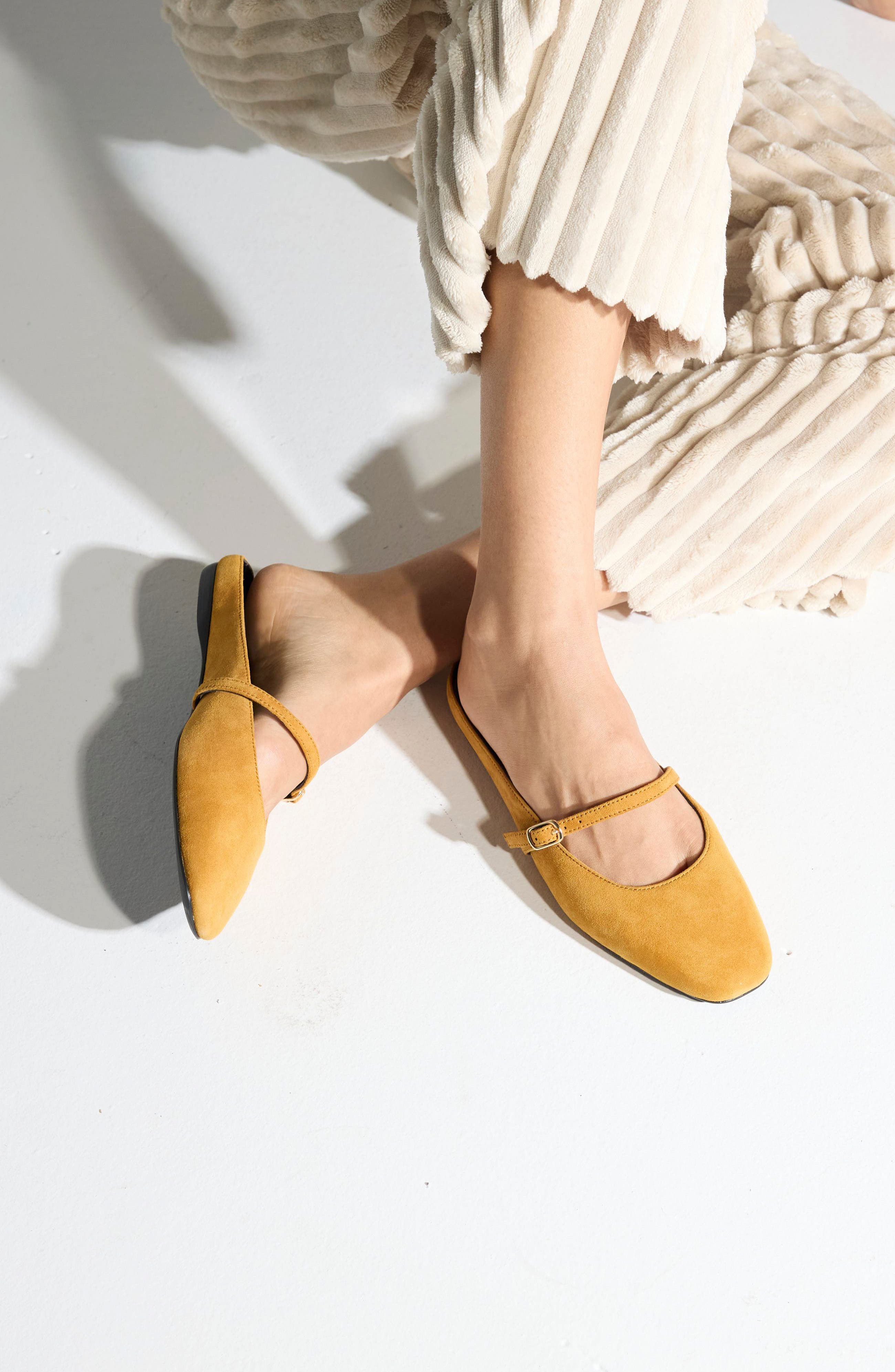 Lily Flat Mule, Alternate, color, OCHRE