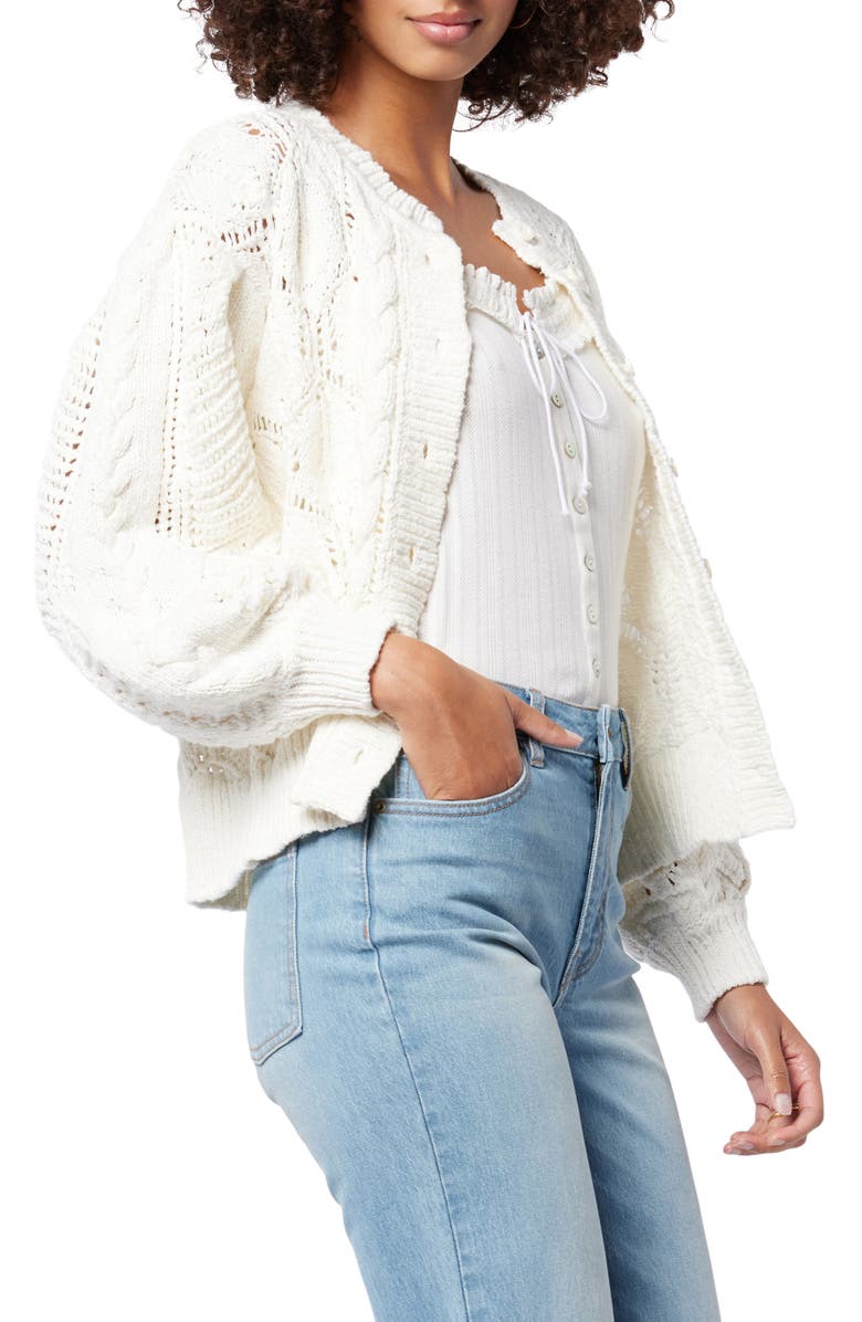 Joie Aurelia Crochet Cotton Cardigan, Alternate, color, Porcelain