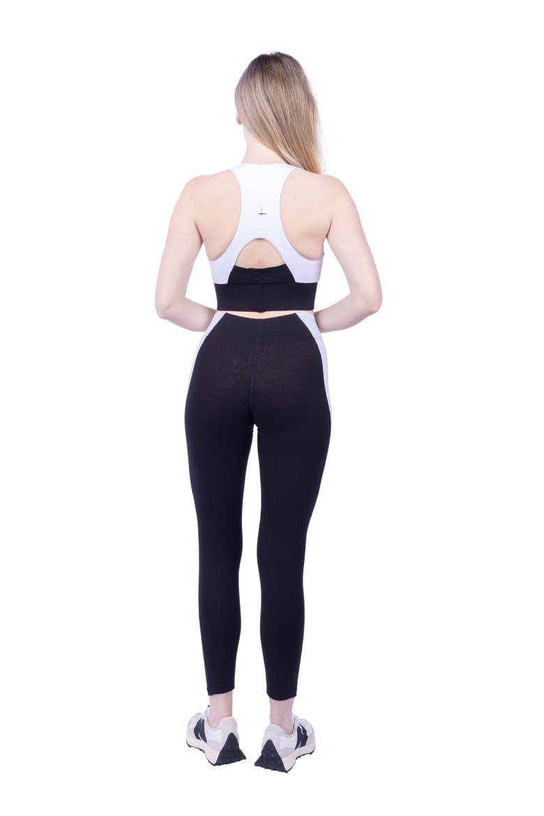 Neda Colorblock Organic Cotton High Waisted Legging, Alternate, color, Black