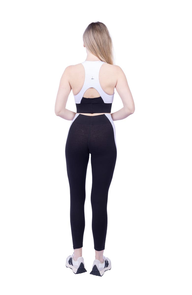 Lezat Neda Colorblock Organic Cotton High Waisted Legging, Alternate, color, Black