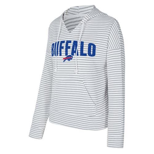 Concepts Sport White/gray Buffalo Bills Liftoff Striped V-neck Hoodie In Multi