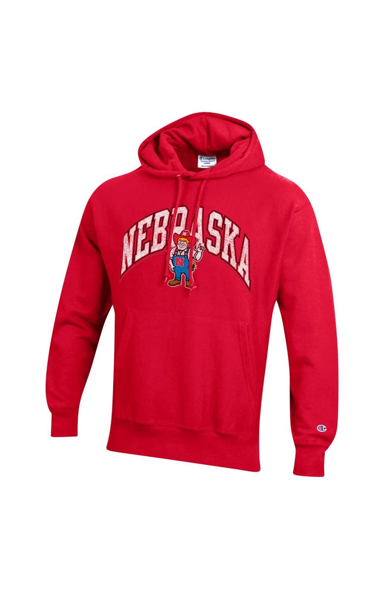Champion Men's Champion Scarlet Nebraska Huskers Vault Late Night Reverse Weave Pullover Hoodie, Alternate, color, Scarlet