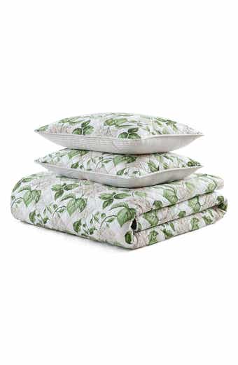 Hydrangea Floral Cotton Percale Quilt & Shams Set