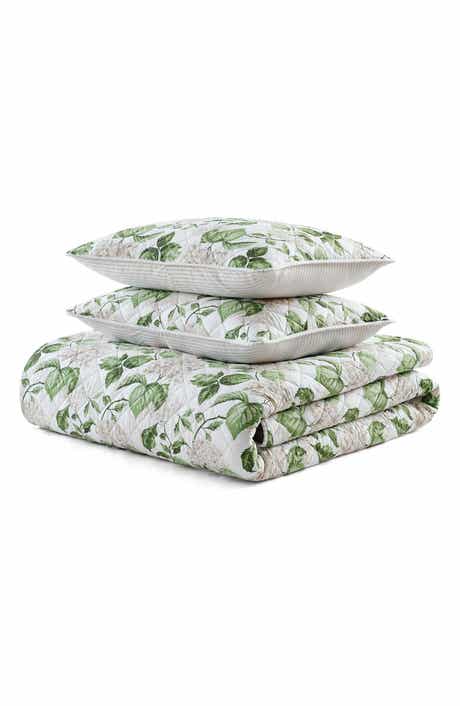 Hydrangea Floral Cotton Percale Quilt & Shams Set
