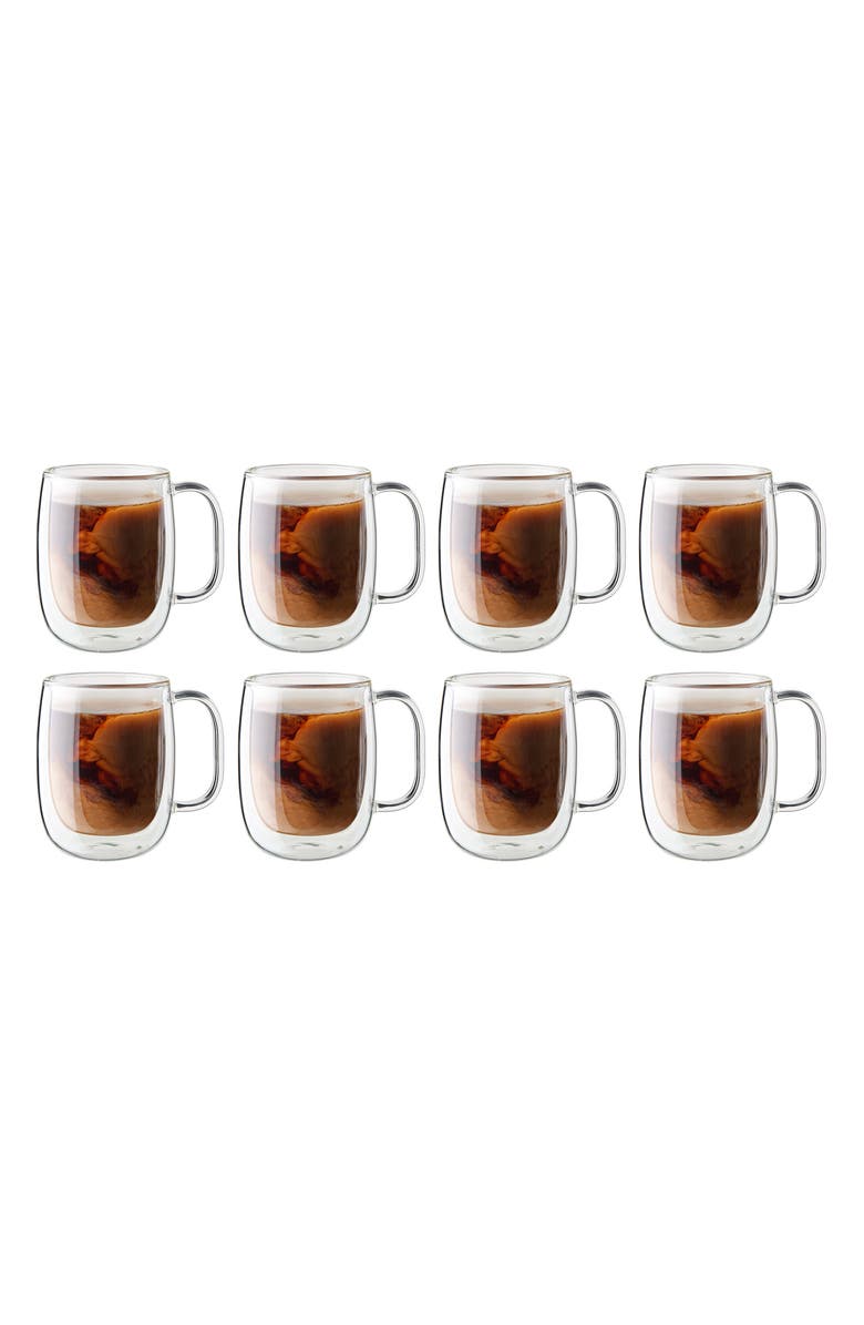 ZWILLING 8-Pack 12-Ounce Coffee Glass Mug, Alternate, color, Clear