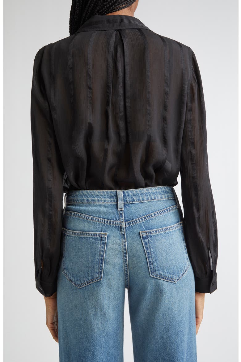 Argo Silk Button-Up Shirt, Alternate, color, BLACK PINSTRIPE