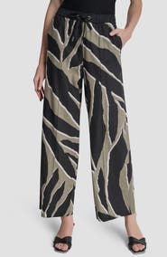 DKNY Print Linen Blend Drawstring Pants