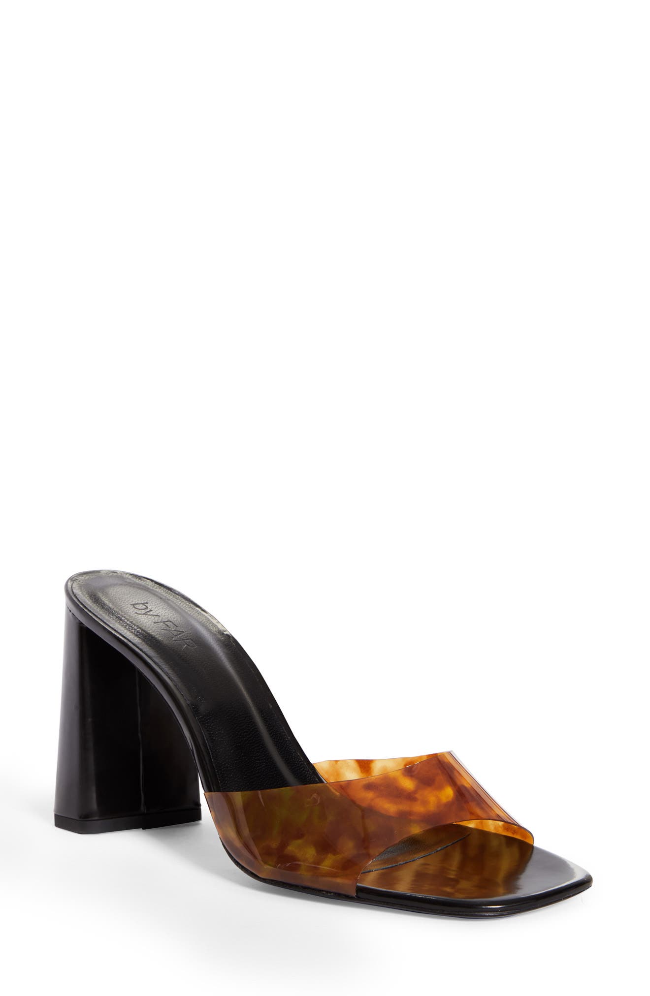 By Far Juju Clear Tortoiseshell Pattern Strap Sandal, Main, color, 