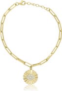 The Lovery Fine Jewelry CZ Evil Eye Paperclip Charm Bracelet