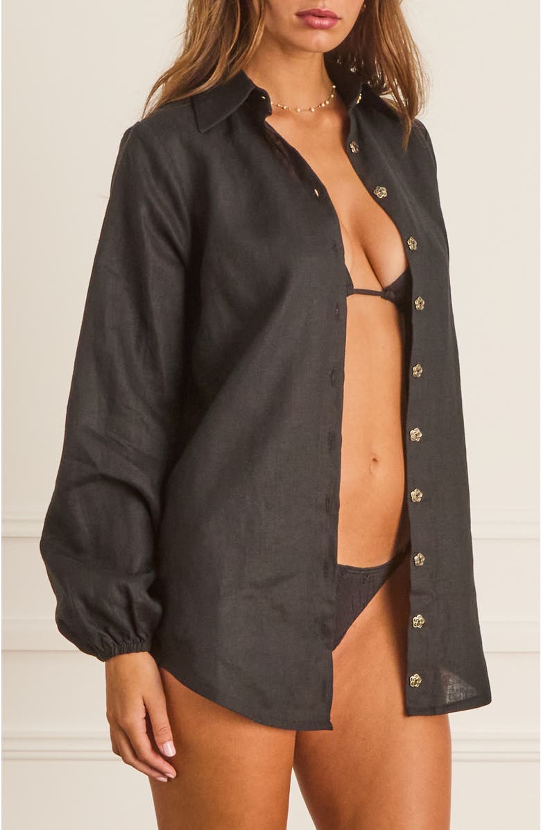 Aqua Blu Relaxed Fit Odilia Beach Shirt, Alternate, color, Black