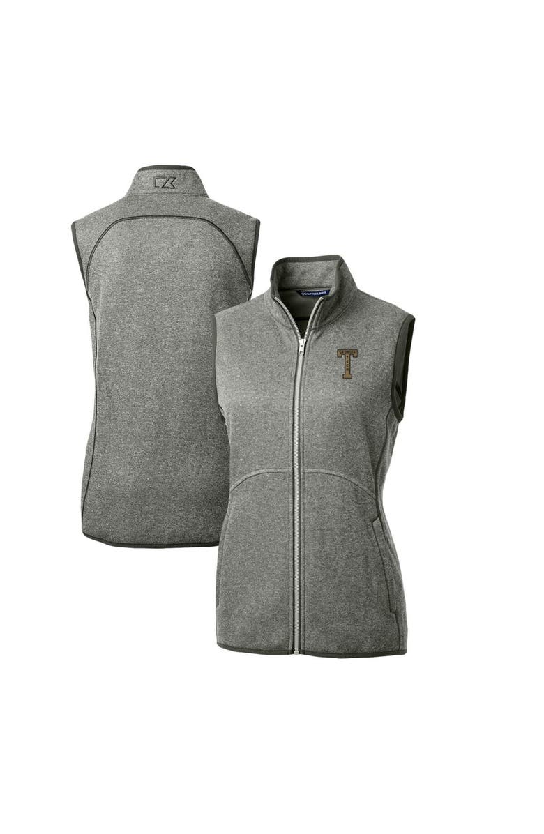 Cutter & Buck Women's Cutter & Buck Heather Gray Georgia Tech Yellow Jackets Mainsail Basic Sweater-Knit Full-Zip Vest, Alternate, color, 
