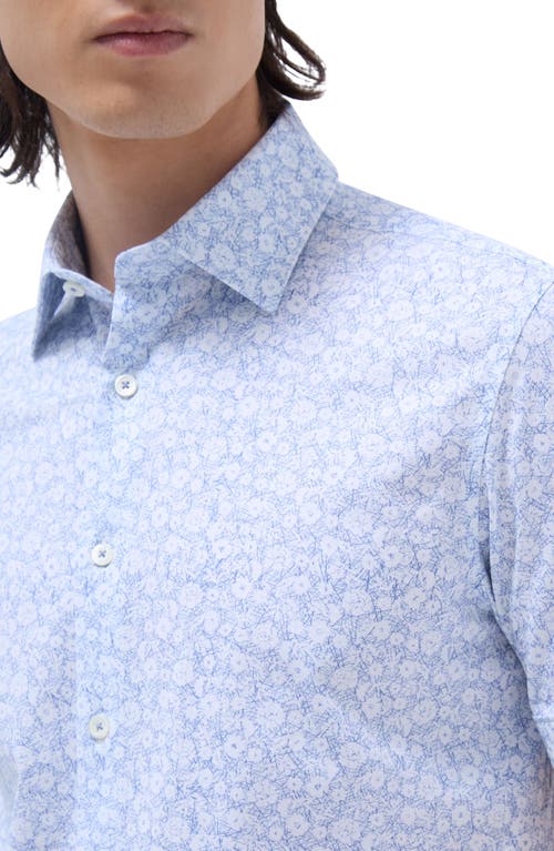 Bugatchi Miles Ooohcotton® Pinstripe Short Sleeve Button-up Shirt In Classic Blue