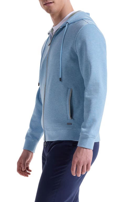 Bugatchi Piqué Zip-up Hoodie In Blue