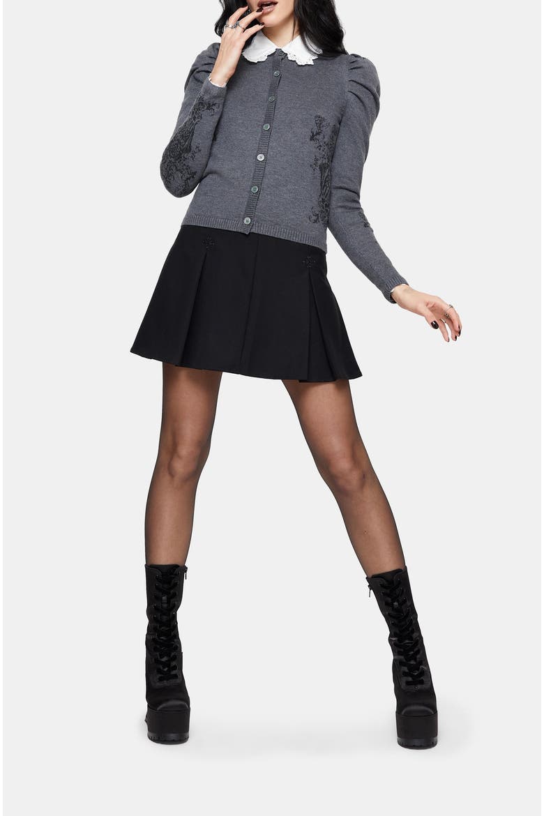 Nia Puff Sleeve Arch Knit Cardigan, Alternate, color, Grey