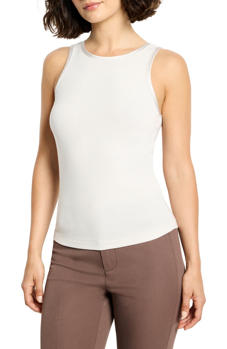 NIC+ZOE Perfect Knit Trimmed Tank, Main, color, Sugar Cookie