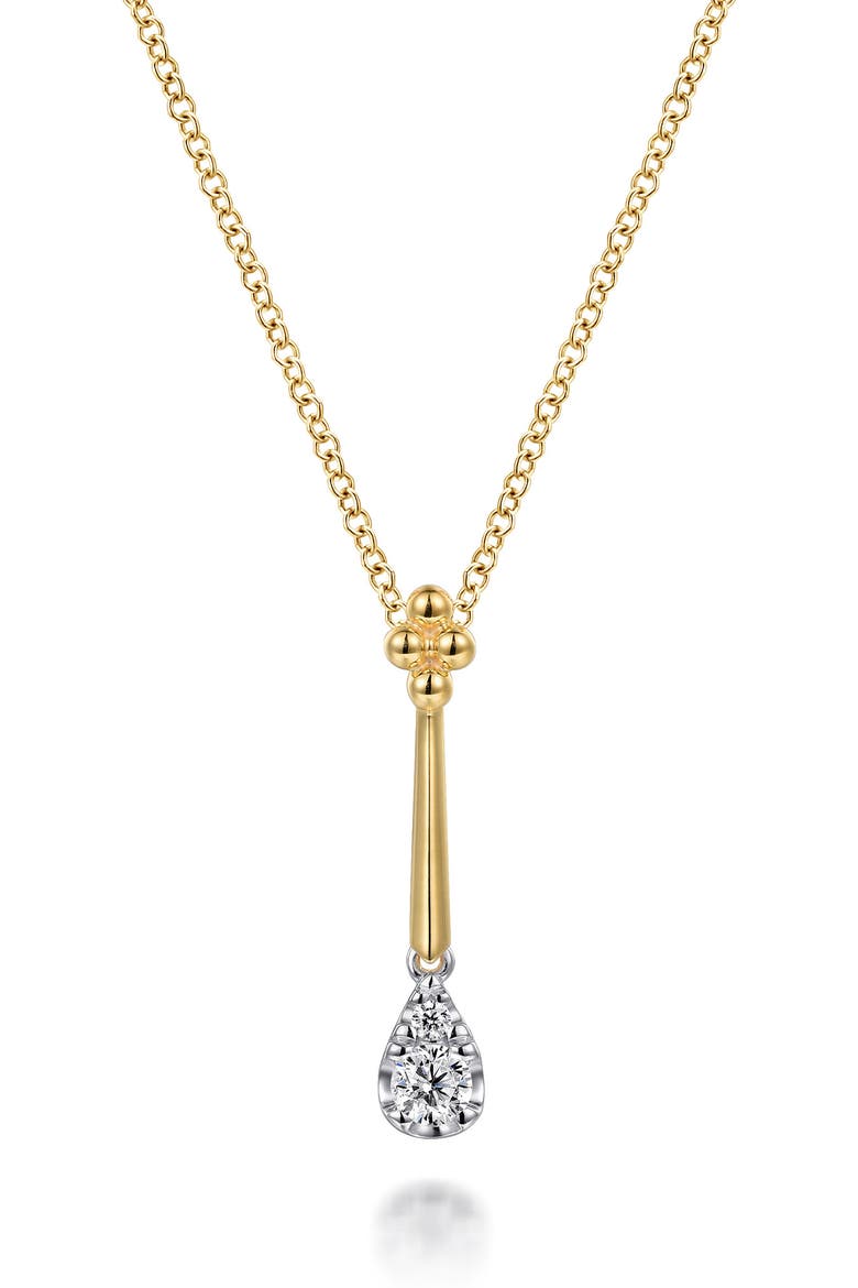 14k Gold Two Tone Pendant Necklace, Main, color, 14K YELLOW/ WHITE GOLD