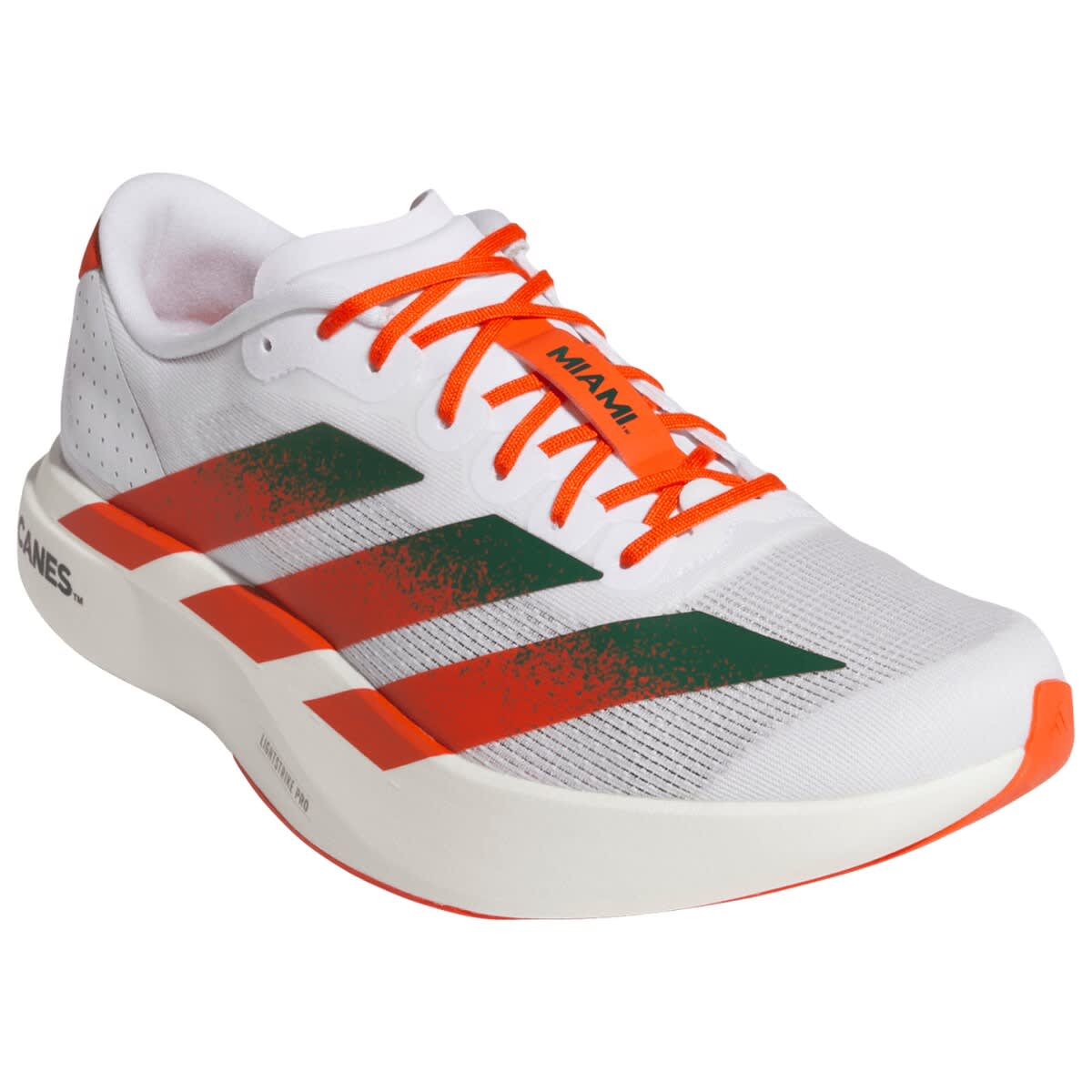 adidas Unisex adidas White Miami Hurricanes Adizero Evolution SL Running Shoes, Main, color, White