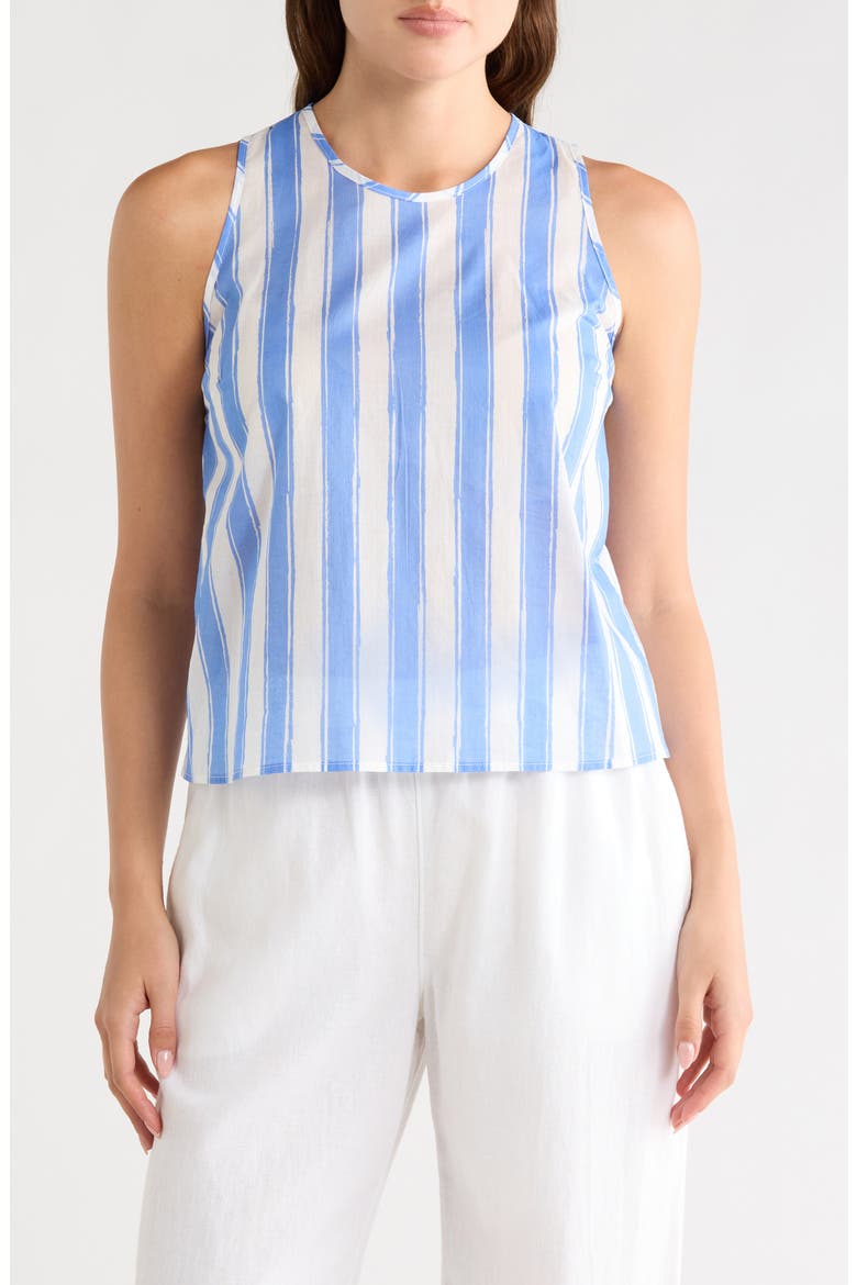 Striped Cotton Sleeveless Top, Main, color, BLUE/ WHITE