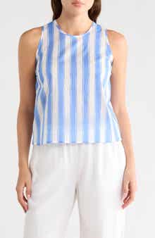 Renee C Striped Cotton Sleeveless Top