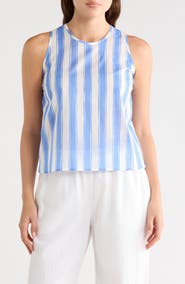 Renee C Striped Cotton Sleeveless Top