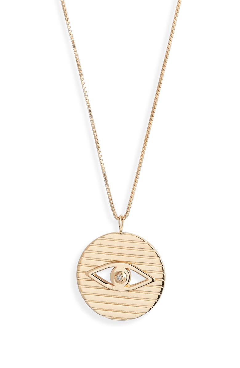 Jennifer Zeuner Stassi Diamond Evil Eye Pendant Necklace, Main, color, Yellow Gold