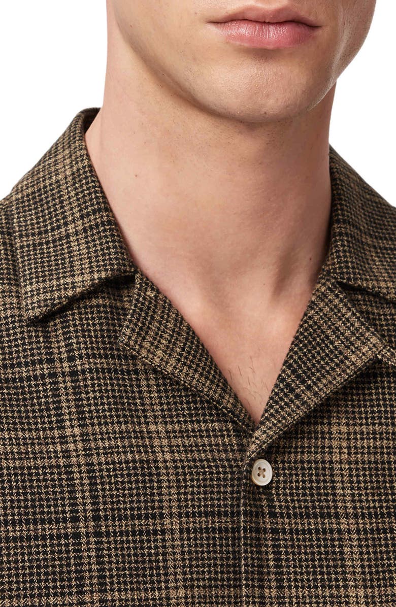 AllSaints Saru Plaid Cotton Button-Up Shirt, Alternate, color, Black/ Brown