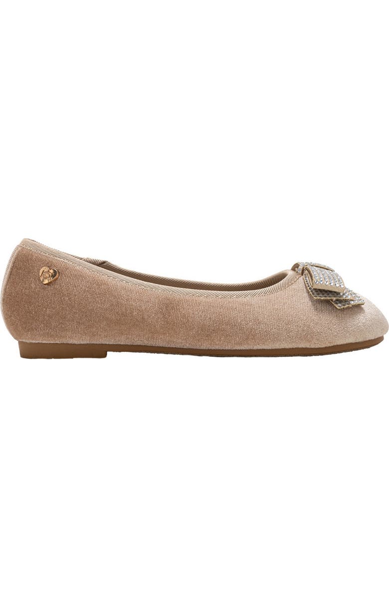 bebe Kids' Embellished Bow Ballet Flat, Alternate, color, Taupe